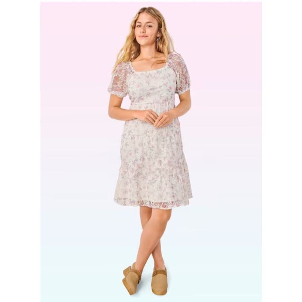 NWT Sugar & Jade Girls Tween XL 16/18 Cottagecore Lace Floral Dress White Daisy